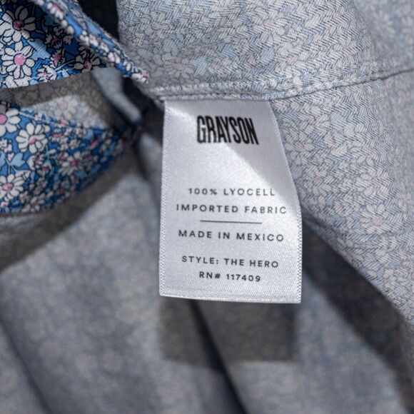 GRAYSON The HERO Button up Shirt in Blue Floral Print Women's Size 05 - Picture 6 of 8